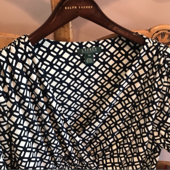 Lauren Ralph Lauren plus 18w faux wrap dress navy - Picture 2 of 3